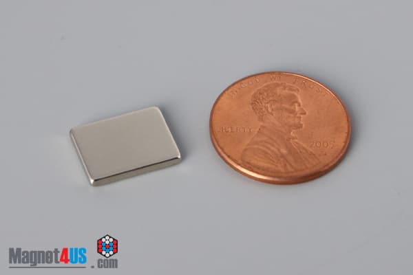 1/2" x 3/8" x 1/16" N45 Neodymium Block Magnet