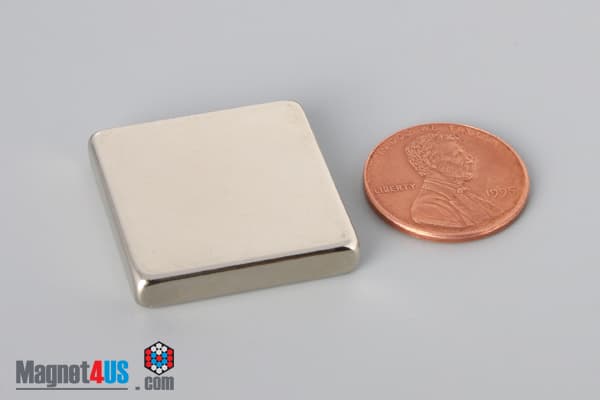 1" x 1" x 3/16" N45 Neodymium Block Magnet - photo 1