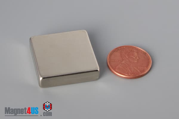 1" x 1" x 1/4" N40 Neodymium Block Magnet - photo 1