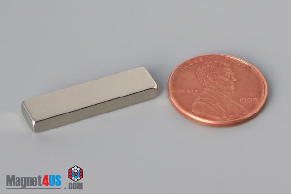 1" x 1/4" x 1/8" N40 Neodymium Block Magnet