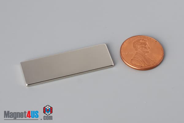 1 1/2" x 1/2" x 1/16" N40 Neodymium Block Magnet