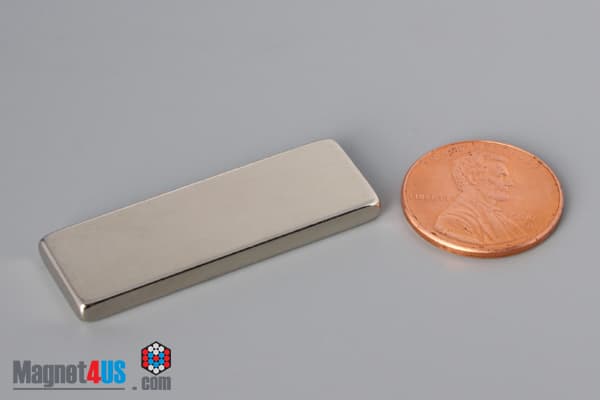 1 1/2" x 1/2" x 1/8" N45 Neodymium Block Magnet