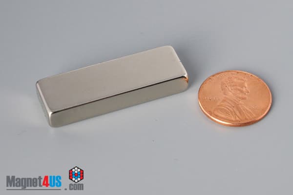 1 1/2" x 1/2" x 1/4" N45 Neodymium Block Magnet - photo 1