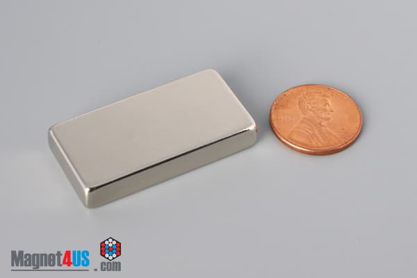 1 1/2" x 3/4" x 1/4" N45 Neodymium Block Magnet