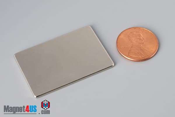 1 1/2" x 1" x 1/16" N45 Neodymium Block Magnet