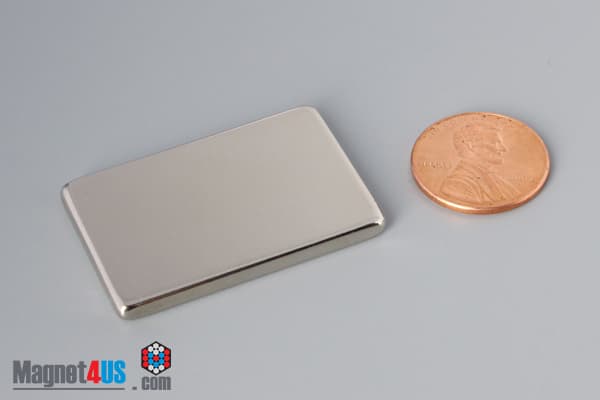 1 1/2" x 1" x 1/8" N45 Neodymium Block Magnet