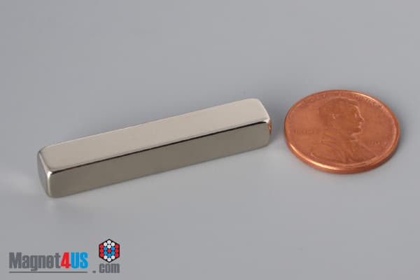 1 1/2" x 1/4" x 1/4" N45 Neodymium Block Magnet