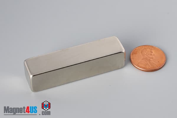 2" x 1/2" x 1/2" N45 Neodymium Block Magnet