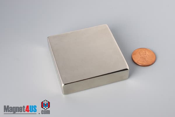 2" x 1/2" x 2" N45 Neodymium Block Magnet