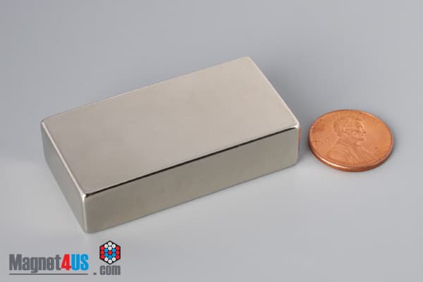 2" x 1" x 1/2" N40 Neodymium Block Magnet