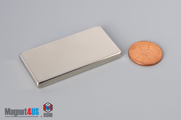 2" x 1" x 3/16" N45 Neodymium Block Magnet - photo 1