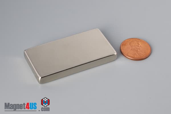 2" x 1" x 1/4" N45 Neodymium Block Magnet