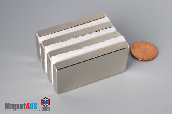2" x 1" x 1/4" N45 Neodymium Block Magnet - photo 5