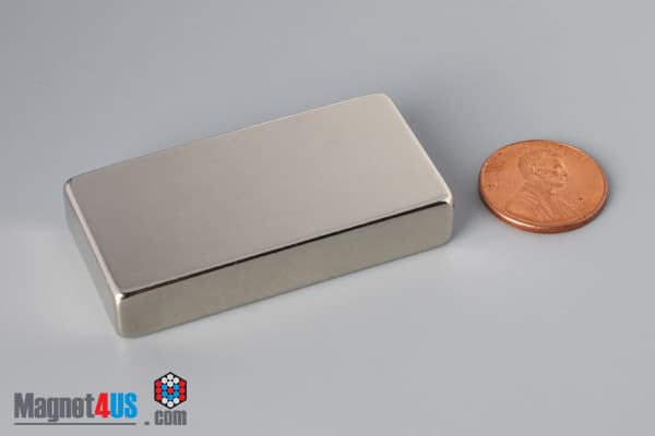 2" x 1" x 3/8" N52 Neodymium Block Magnet