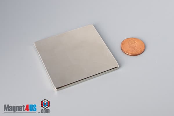 2" x 2" x 1/8" N45 Neodymium Block Magnet