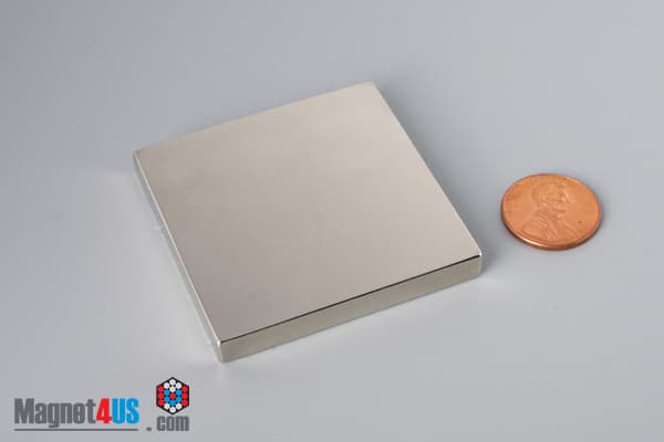 2" x 2" x 1/4" N40 Neodymium Block Magnet