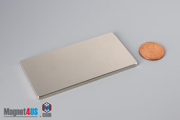 3" x 1 1/2" x 1/8" N45 Neodymium Block Magnet