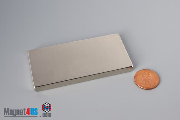3" x 1 1/2" x 1/4" N45 Neodymium Block Magnet - photo 1