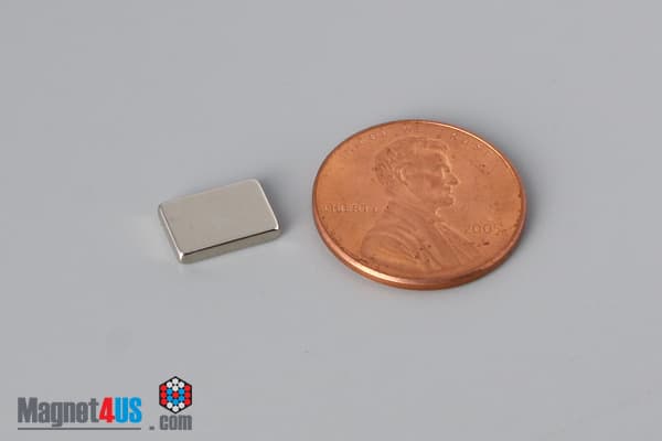 3/8" x 3/16" x 1/16" N40 Neodymium Block Magnet