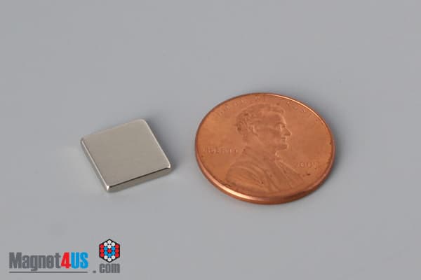3/8" x 3/8" x 1/16" N40 Neodymium Block Magnet
