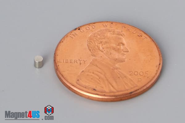 1/16" dia. x 1/16" N40 Neodymium Cylinder Magnet