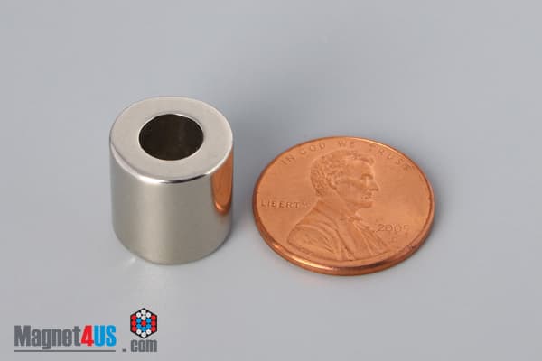 1/2" od x 1/4" id x 1/2" N45 Neodymium Ring Magnet