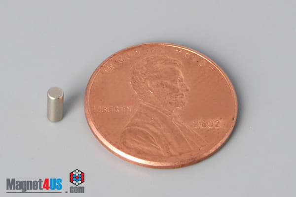 1/10" dia. x 1/4" N45 Neodymium Cylinder Magnet