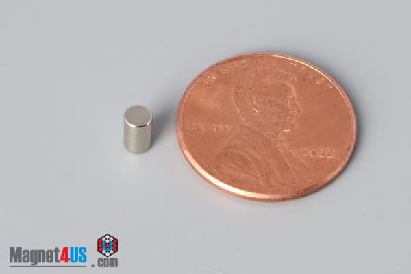 1/8" dia. x 1/4" N45 Neodymium Cylinder Magnet