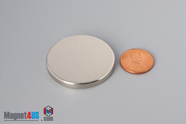 1 1/2" dia. x 3/16" N45 Neodymium Disc Magnet