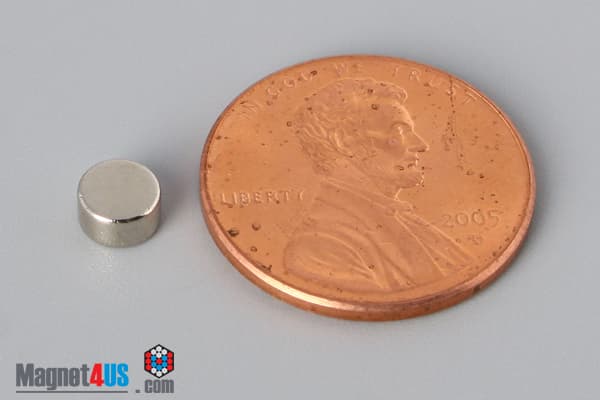 3/16" dia. x 1/10" N45 Neodymium Disc Magnet - photo 1