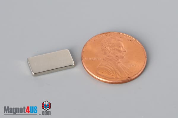 1/2" x 1/4" x 1/16" N40 Neodymium Block Magnet