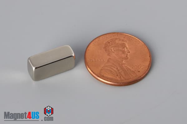 1/2" x 1/4" x 3/16" N45 Neodymium Block Magnet
