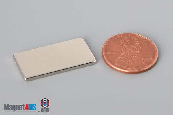 1" x 1/2" x 1/16" N40 Neodymium Block Magnet