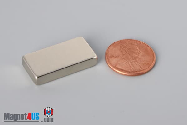 1" x 1/2" x 3/16" N40 Neodymium Block Magnet