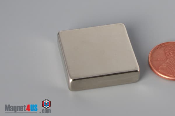 1" x 1" x 1/4" N40 Neodymium Block Magnet - photo 3