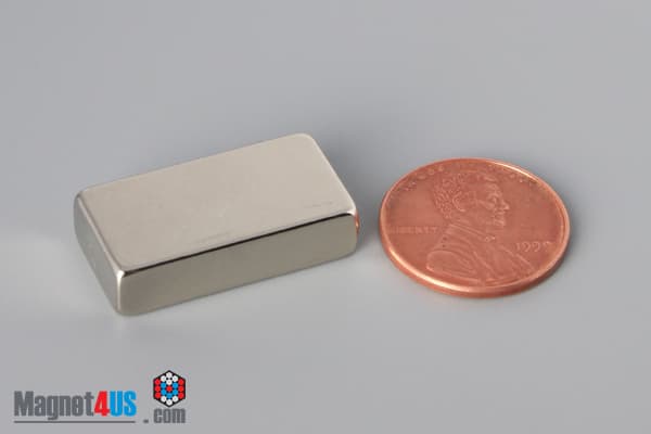 1" x 1/4" x 1/2" N45 Neodymium Block Magnet