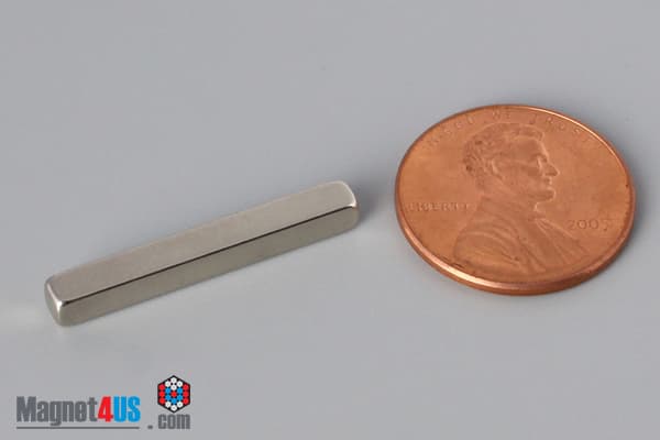 1/8" x 1/8" x 1" N45 Neodymium Block Magnet