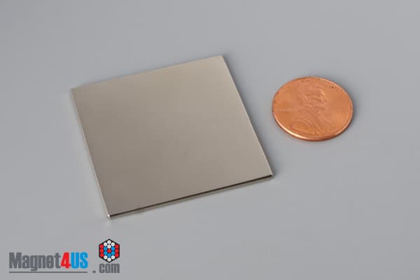 1 1/2" x 1 1/2" x 1/16" N45 Neodymium Block Magnet