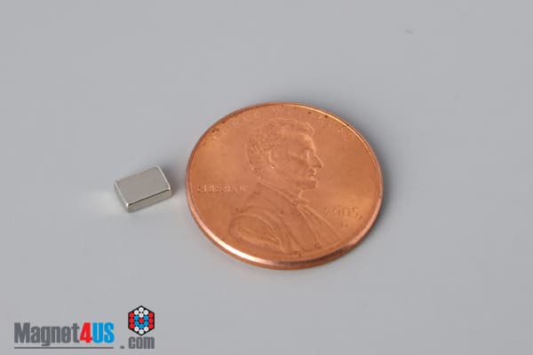 3/16" x 1/8" x 1/16" N45 Neodymium Block Magnet
