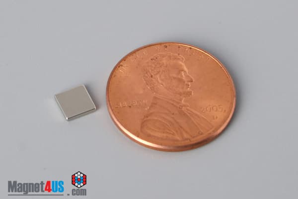 3/16" x 3/16" x 1/32" N40 Neodymium Block Magnet