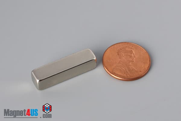 1/4" x 1/4" x 1" N45 Neodymium Block Magnet