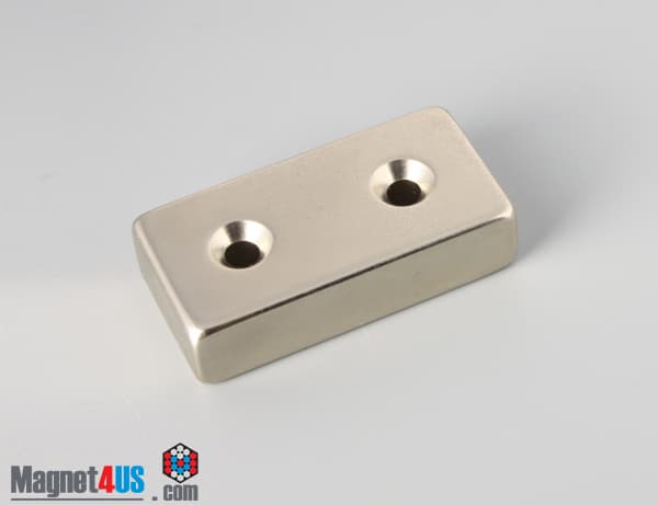 2" x 1" x 1/2" #8 N42 Countersunk Magnet