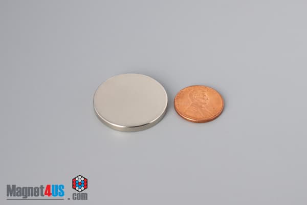 1 1/8" dia. x 1/8" N45 Neodymium Disc Magnet