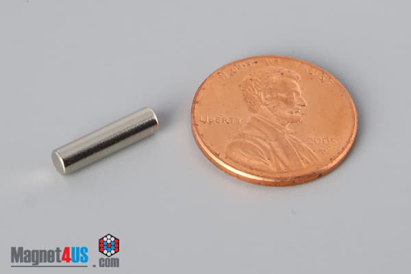 1/8" dia. x 1/2" N52 Neodymium Cylinder Magnet