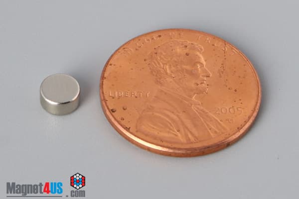 3/16" dia. x 3/32" N45 Neodymium Disc Magnet